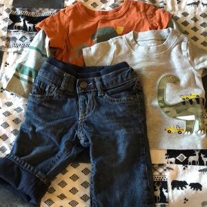 Dinosaur shirts and jeans